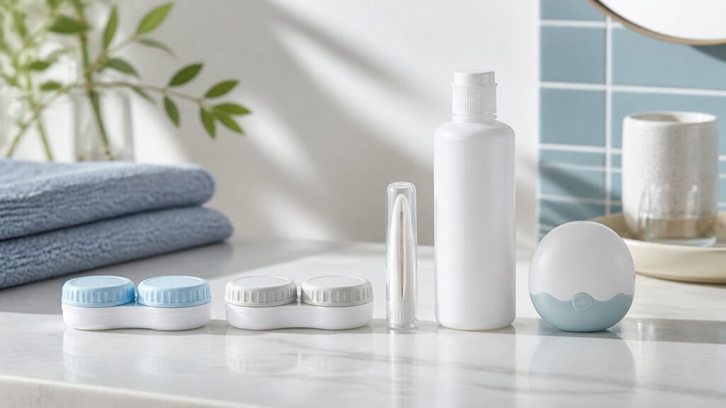 Unbranded contact lens accessories products arranged for a careful buying comparison