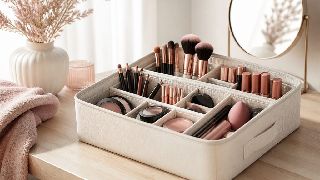 Unbranded editorial arrangement for How to Choose Cosmetic Storage for Tool Organization