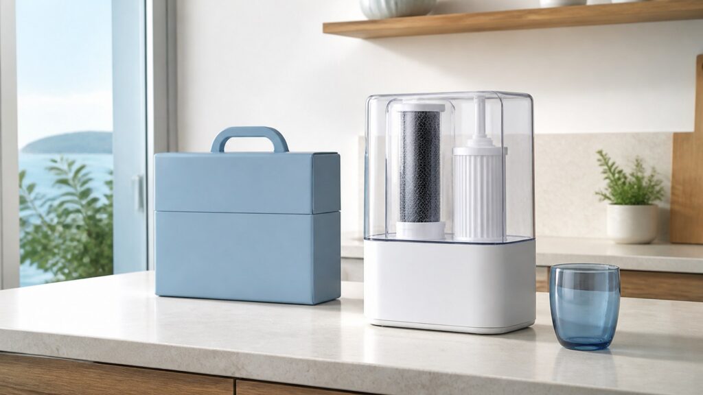 Unbranded countertop water filters products arranged for a careful buying comparison