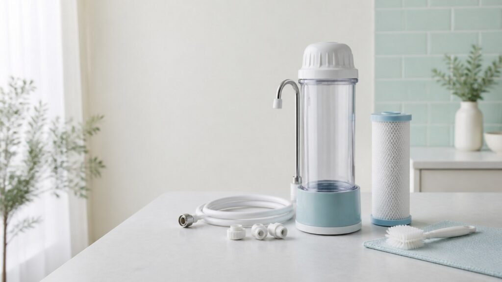 Unbranded countertop water filters products arranged for a careful buying comparison