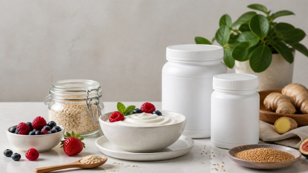 Unbranded daily wellness supplements products arranged for a careful buying comparison