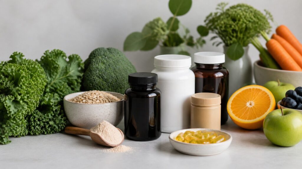Unbranded daily wellness supplements products arranged for a careful buying comparison