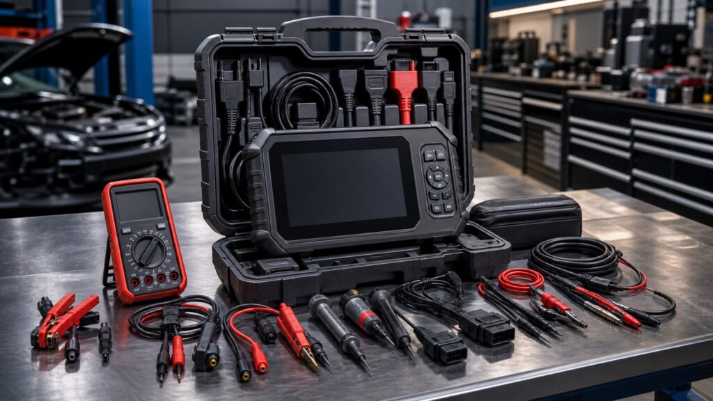 diagnostic tool kits shopping setup for professional shop use with practical vehicle-focused details