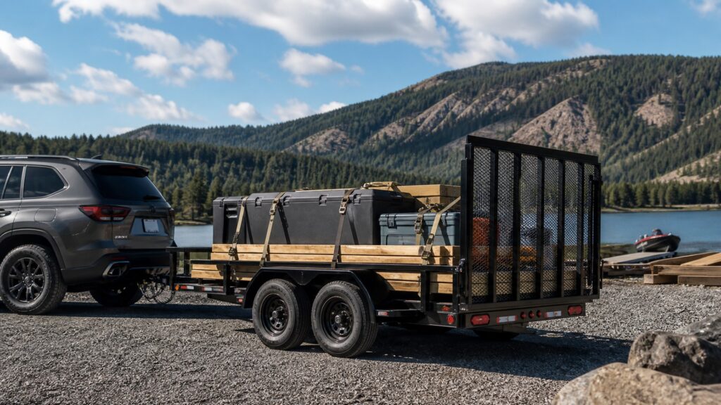 dual axle utility trailers shopping setup for cargo security and storage with practical vehicle-focused details