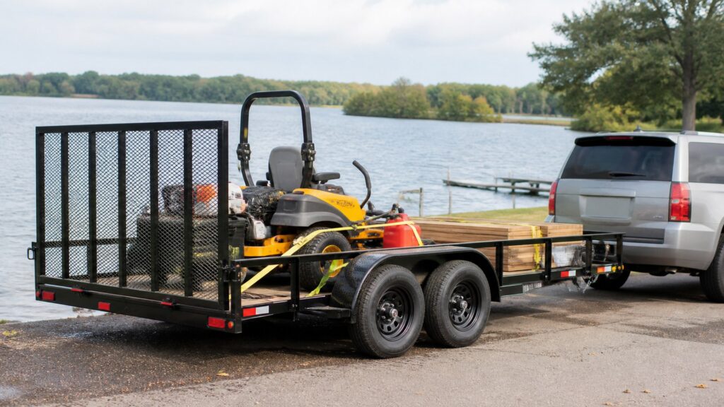 dual axle utility trailers shopping setup for hitch class and payload limits with practical vehicle-focused details