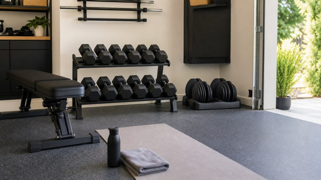 dumbbells for storage planning arranged in a practical buyer guide scene