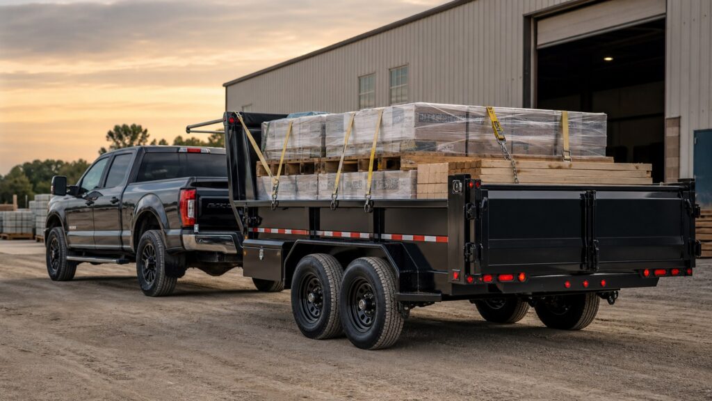 dump trailers shopping setup for cargo security and storage with practical vehicle-focused details