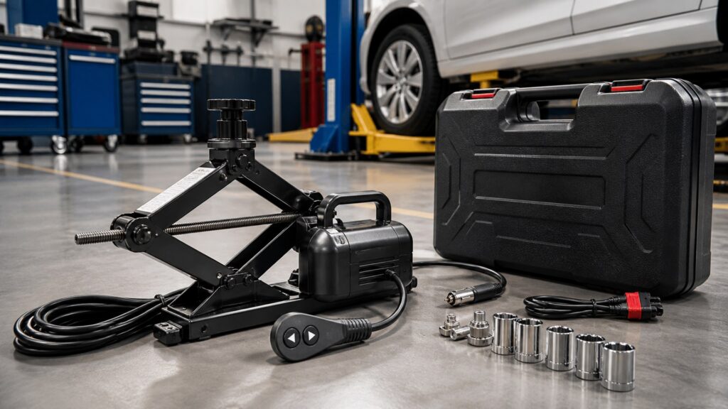 electric car jacks shopping setup for professional shop use with practical vehicle-focused details