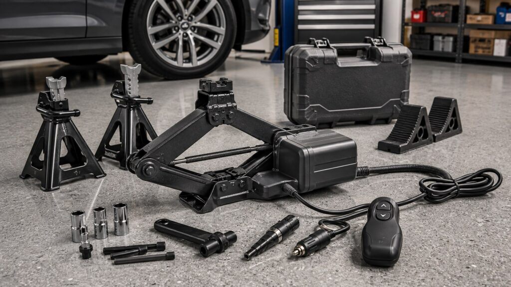 electric car jacks shopping setup for vehicle lifting equipment tool selection with practical vehicle-focused details