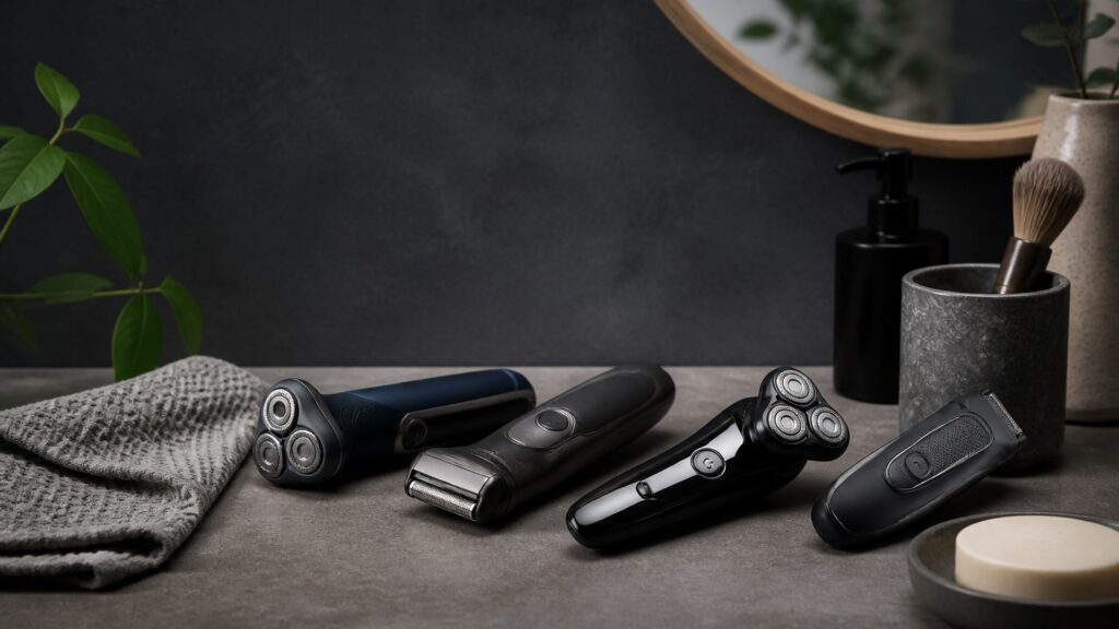 Unbranded editorial arrangement illustrating How to Choose Electric Shavers for Smooth Results