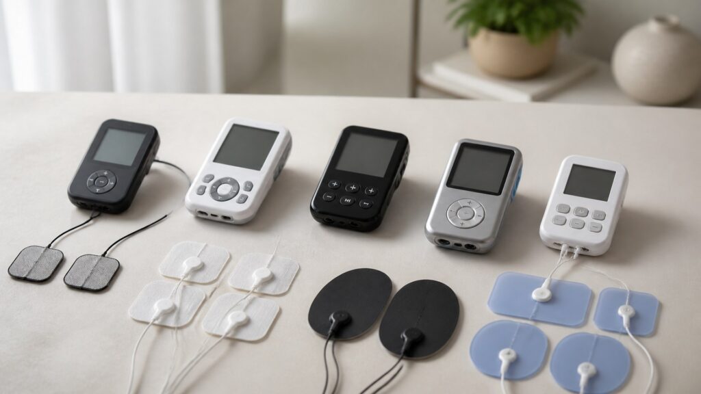 Unbranded electrical pain therapy products arranged for a careful buying comparison