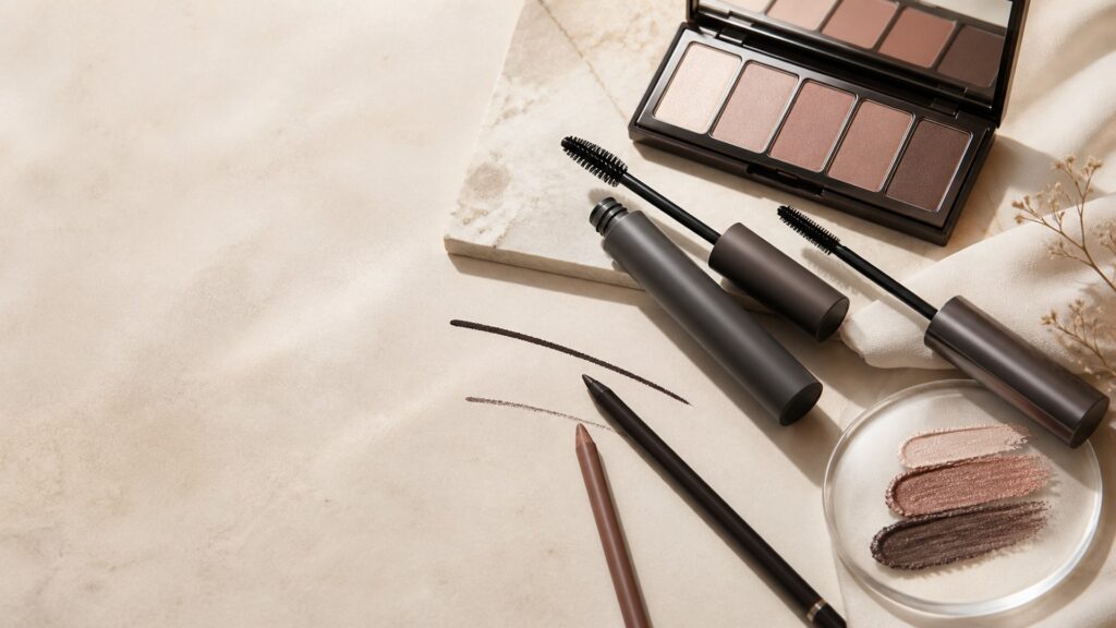 Unbranded editorial arrangement illustrating How to Choose Eye Makeup for Mature Skin