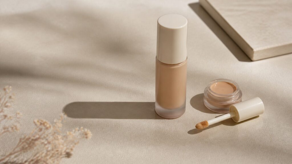 Unbranded editorial arrangement illustrating How to Choose Face Makeup for Minimal Makeup