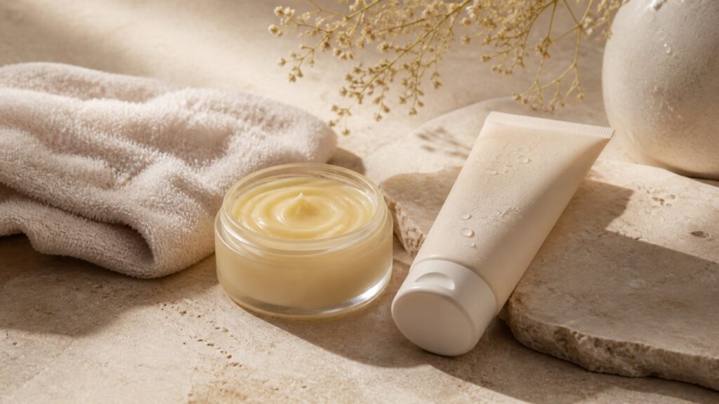 Unbranded facial cleansers arranged for a dry skin buying guide