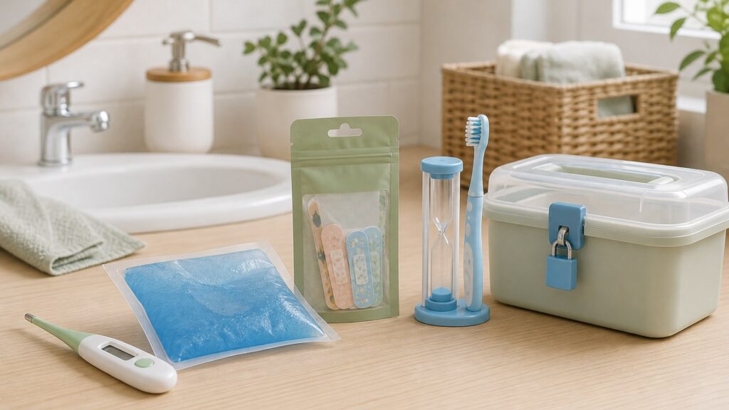 Unbranded family health products arranged for a careful buying comparison