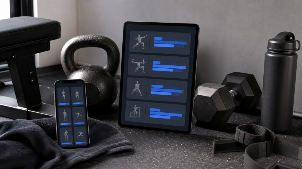fitness training apps for strength training arranged in a practical buyer guide scene