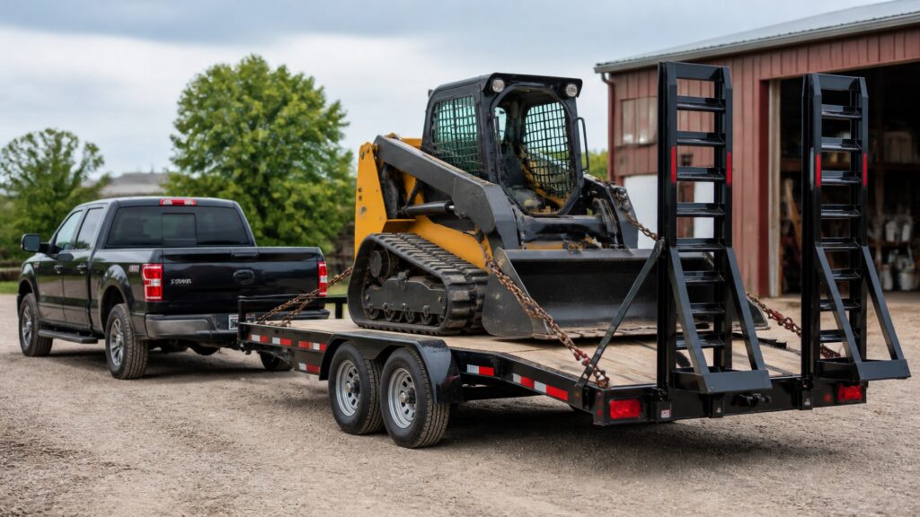 flatbed trailers shopping setup for cargo security and storage with practical vehicle-focused details