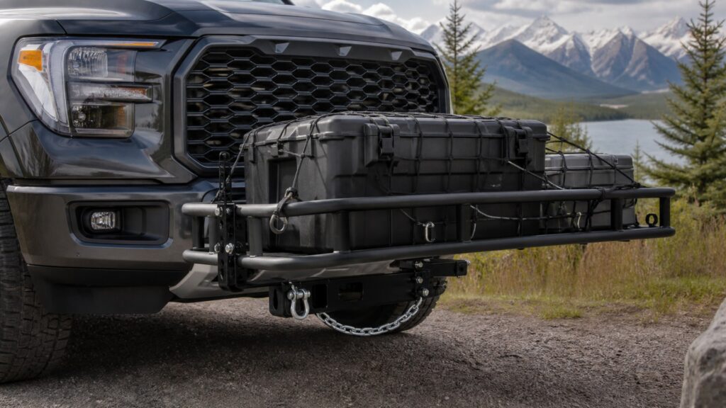 front mount hitches shopping setup for cargo security and storage with practical vehicle-focused details