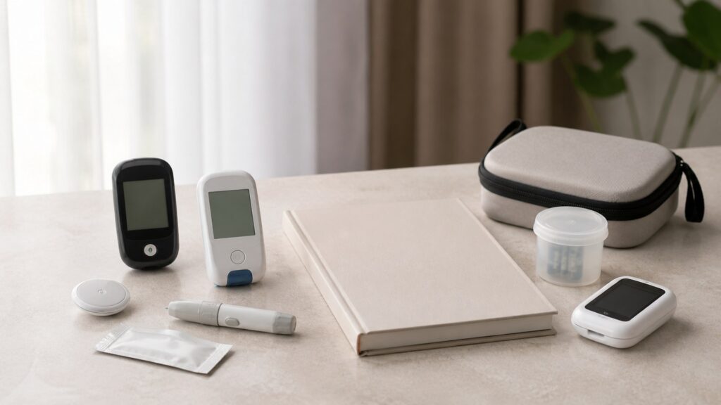 Unbranded glucose monitoring devices products arranged for a careful buying comparison