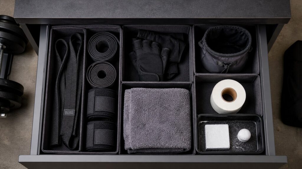 grip accessories for organization arranged in a practical buyer guide scene