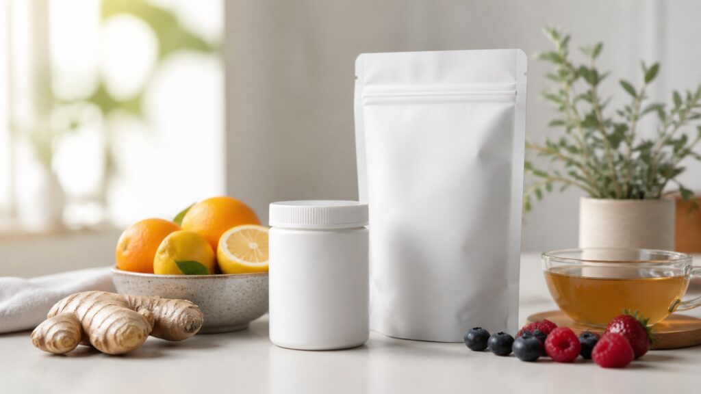 Unbranded gut health supplements products arranged for a careful buying comparison