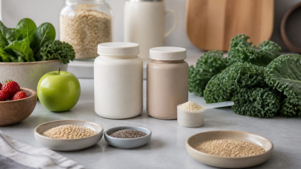 Unbranded gut health supplements products arranged for a careful buying comparison