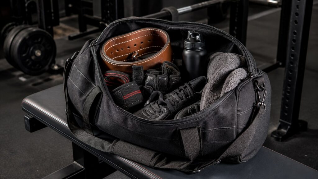 gym bags for heavy lifting arranged in a practical buyer guide scene