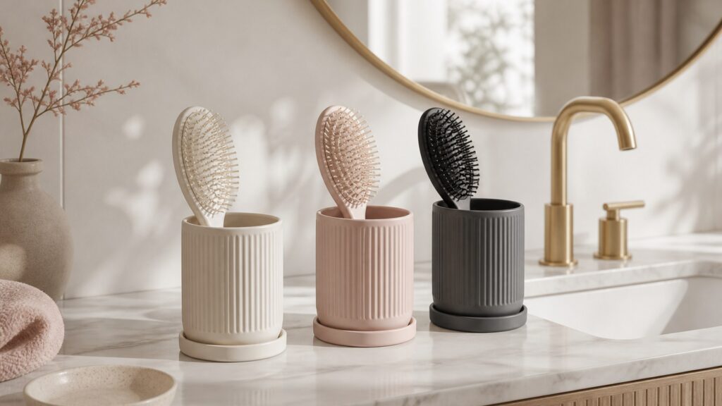 Unbranded editorial arrangement for How to Choose Hair Brushes for Shared Bathrooms