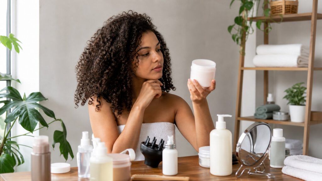 unbranded hair care arranged for curly hair