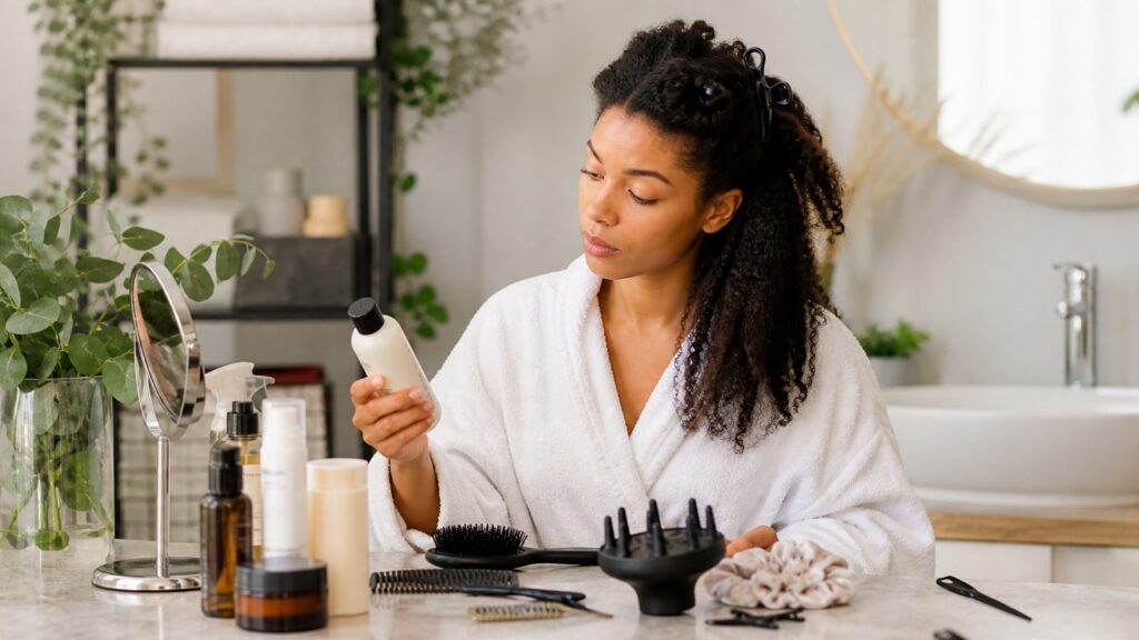 unbranded hair care arranged for hair growth