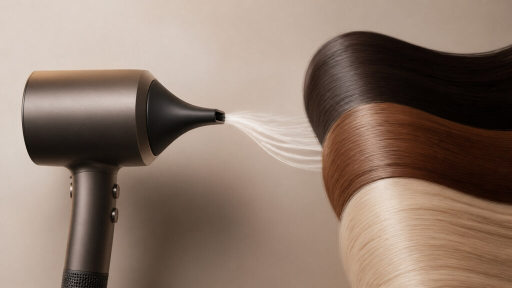 Unbranded editorial arrangement illustrating How to Choose Hair Dryers for Smooth Finishes