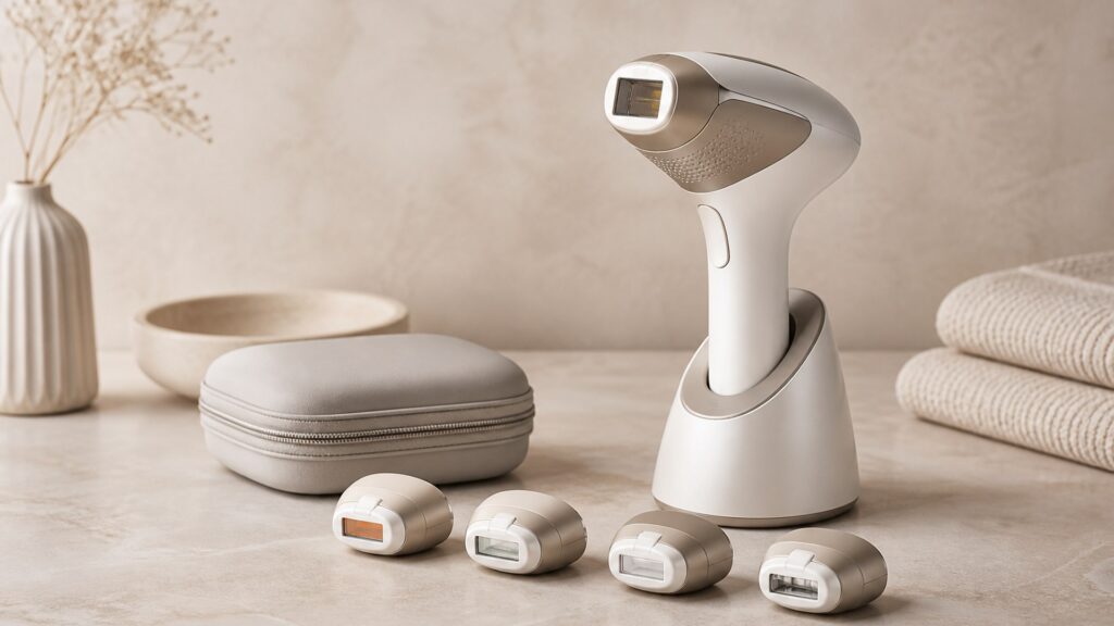 Unbranded editorial arrangement for hair-removal devices for beginner use