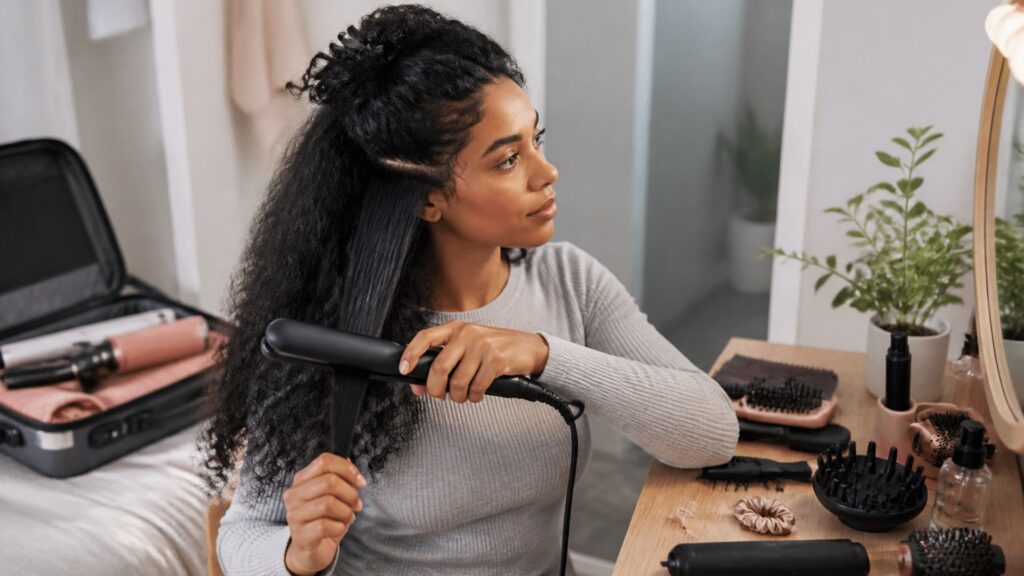 unbranded hair styling tools arranged for thick hair