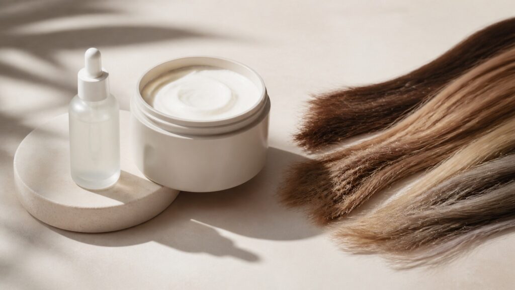 Unbranded editorial arrangement illustrating How to Choose Hair Treatments for Damage Repair