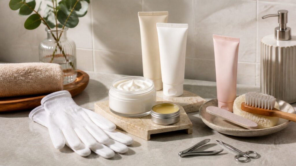 Unbranded hand masks arranged for a hand care routine building buying guide