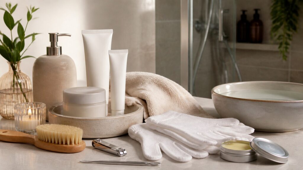 Unbranded hand masks arranged for a shower and after-bath routines buying guide