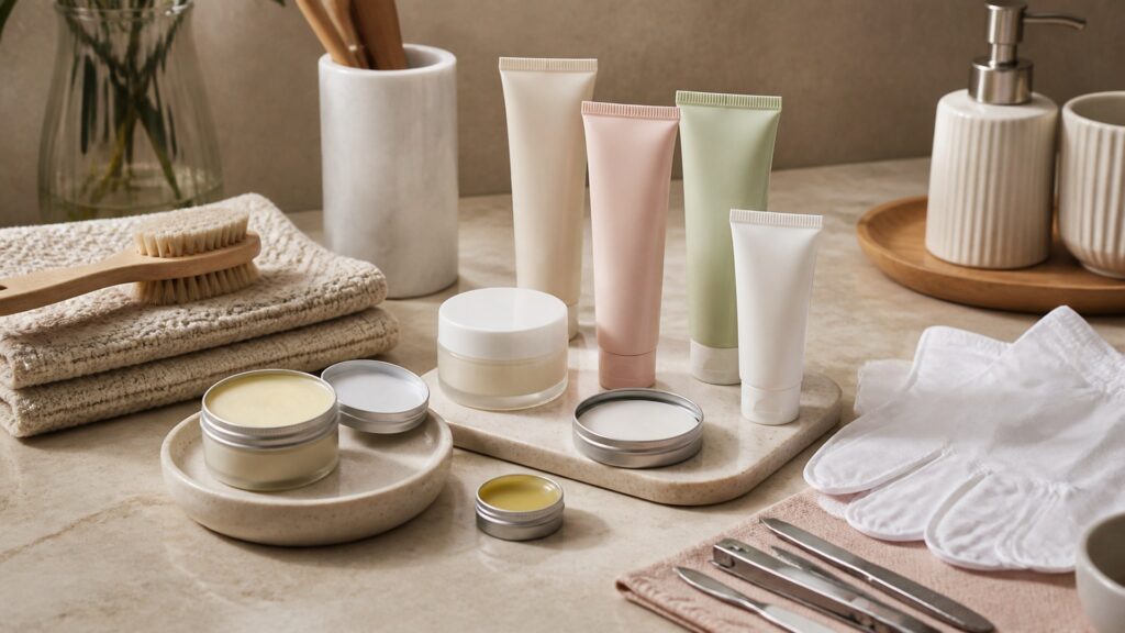 Unbranded hand repair balms arranged for a hand care routine building buying guide