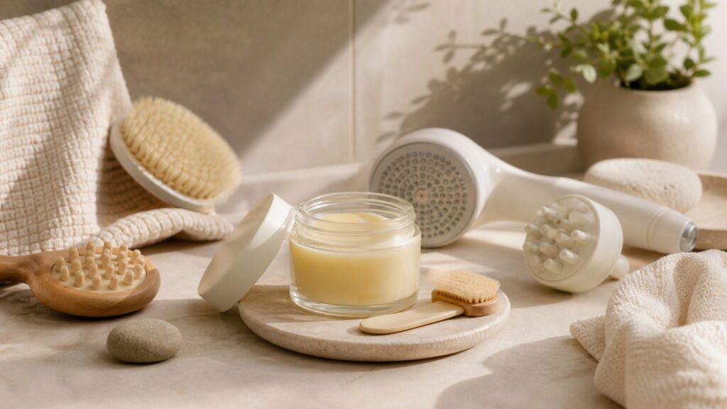 Unbranded hand repair balms arranged for a shower and after-bath routines buying guide