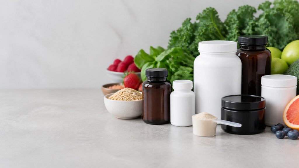 Unbranded heart health supplements products arranged for a careful buying comparison