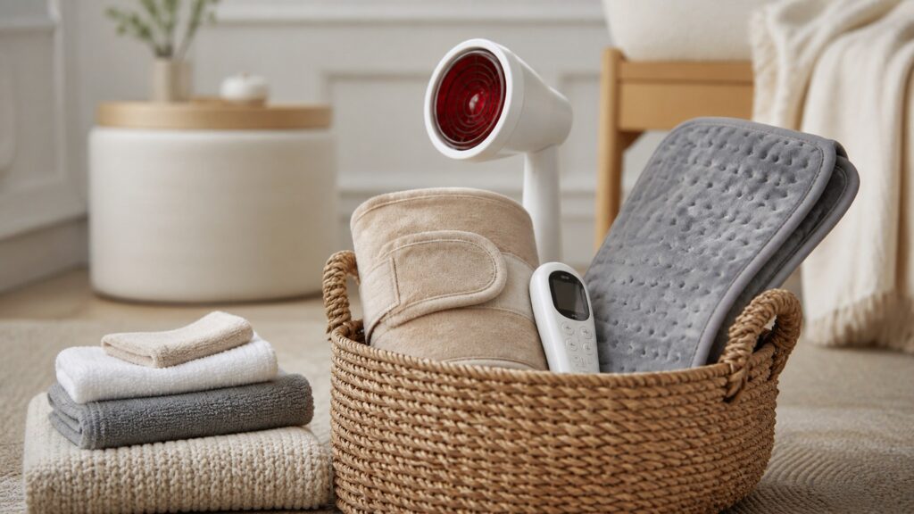 Unbranded heat & infrared therapy products arranged for a careful buying comparison