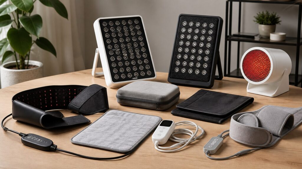 Unbranded heat & infrared therapy products arranged for a careful buying comparison