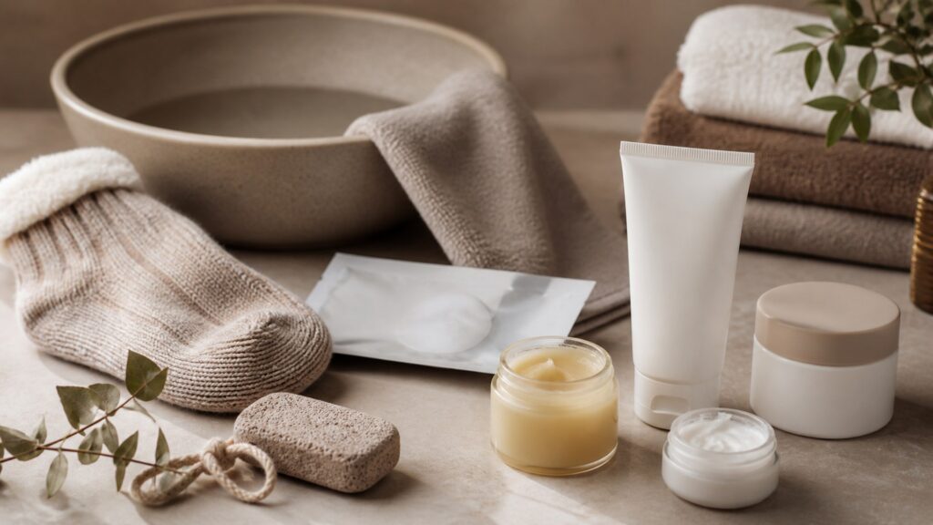 Unbranded heel repair creams arranged for a seasonal body care buying guide
