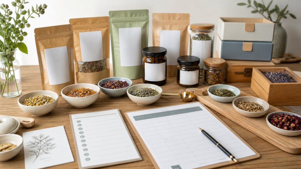 Unbranded herbal wellness products products arranged for a careful buying comparison