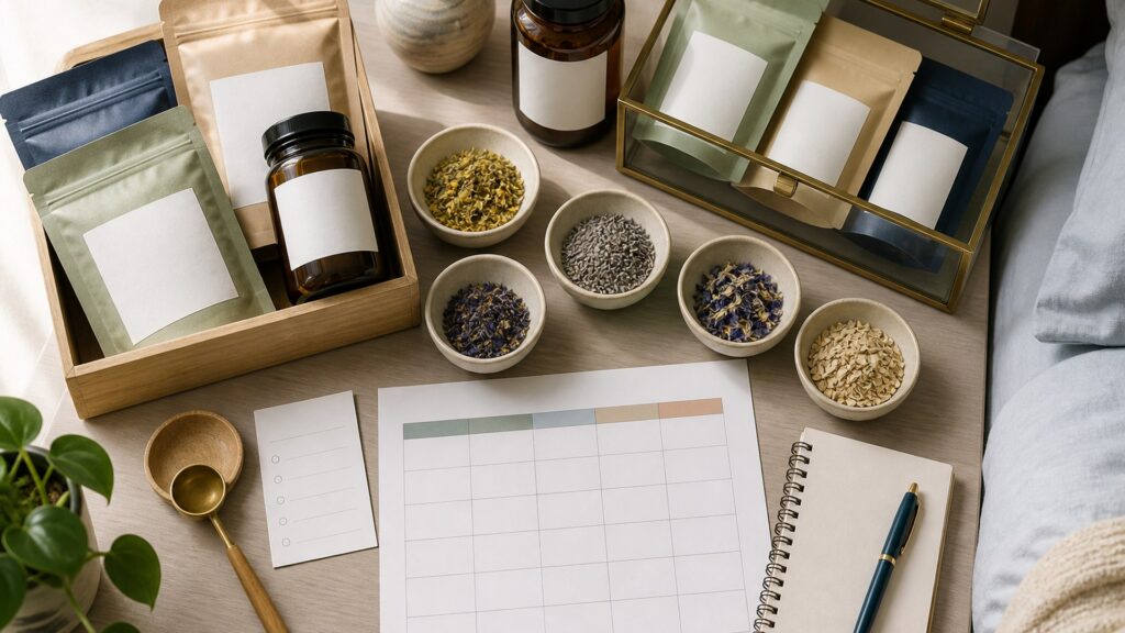 Unbranded herbal wellness products products arranged for a careful buying comparison