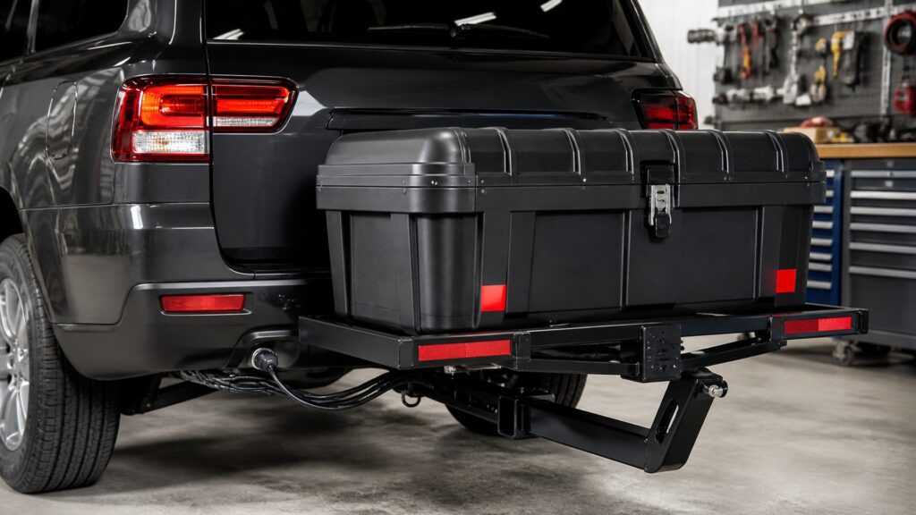 hitch mounted storage boxes shopping setup for trailer wiring and braking with practical vehicle-focused details