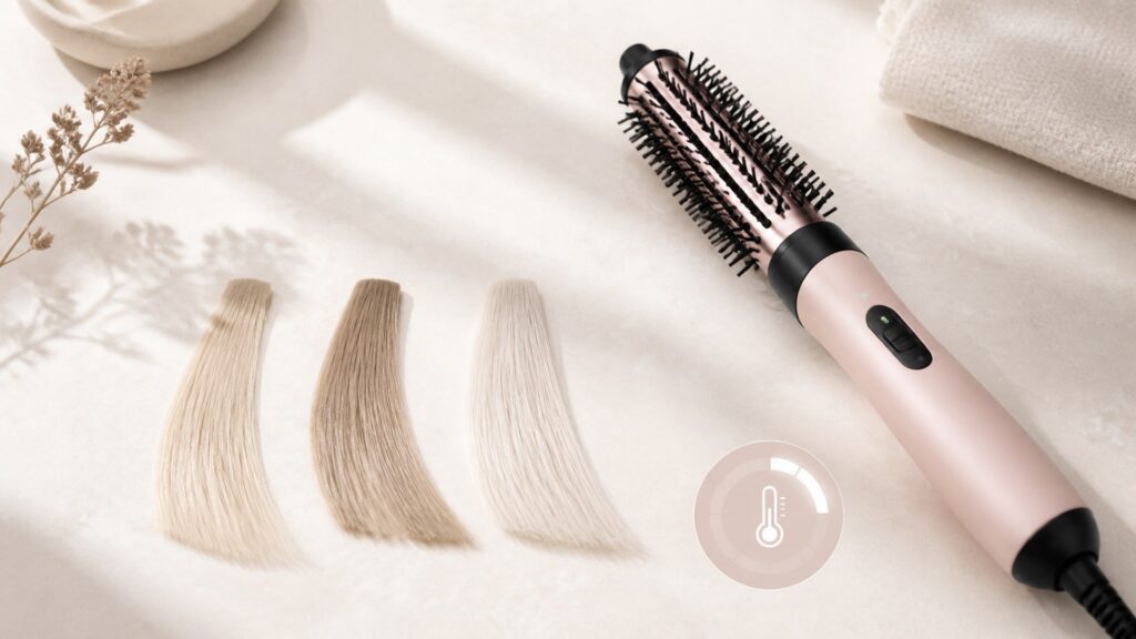 Unbranded editorial arrangement illustrating How to Choose Hot Brushes for Fine Hair