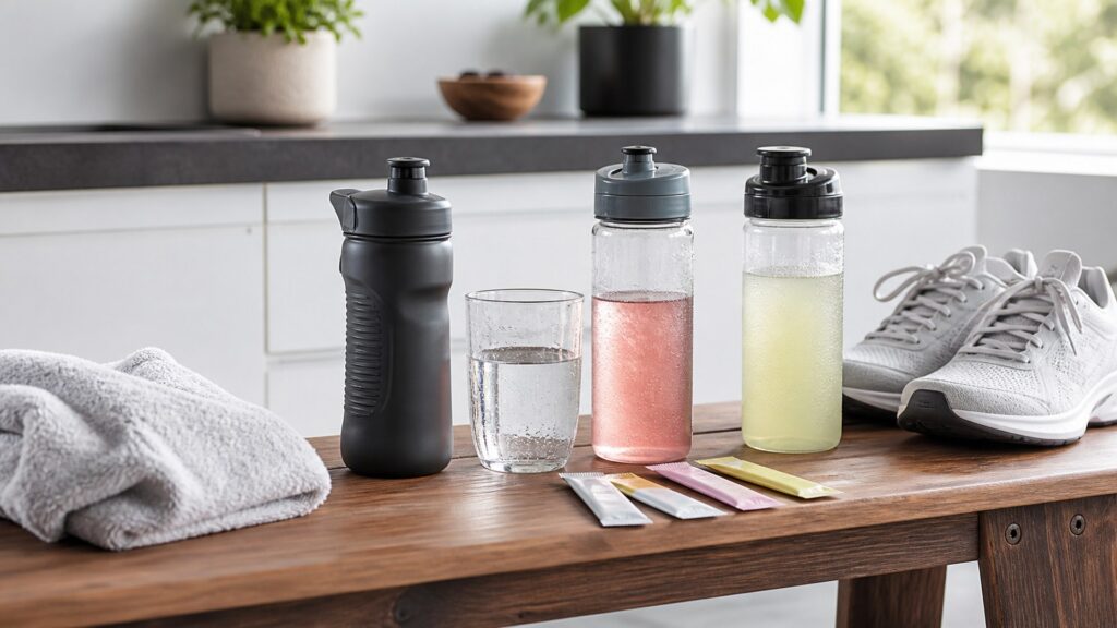 Unbranded hydration & functional drinks products arranged for a careful buying comparison