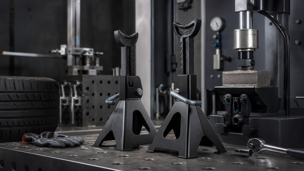 jack stands shopping setup for durability and warranty checks with practical vehicle-focused details