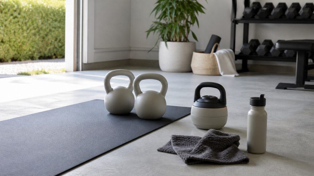kettlebells for beginner lifters arranged in a practical buyer guide scene
