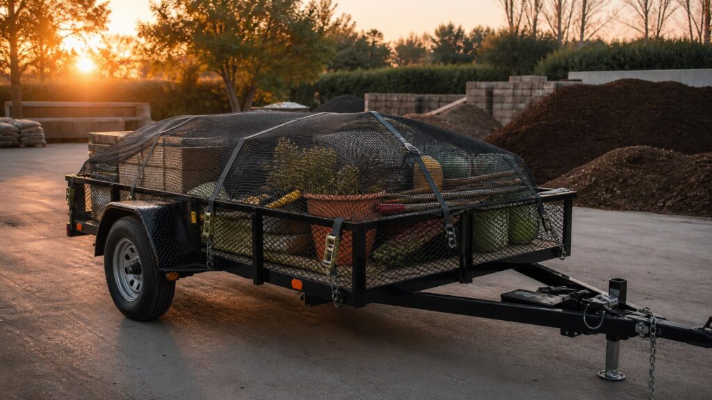 landscape utility trailers shopping setup for cargo security and storage with practical vehicle-focused details